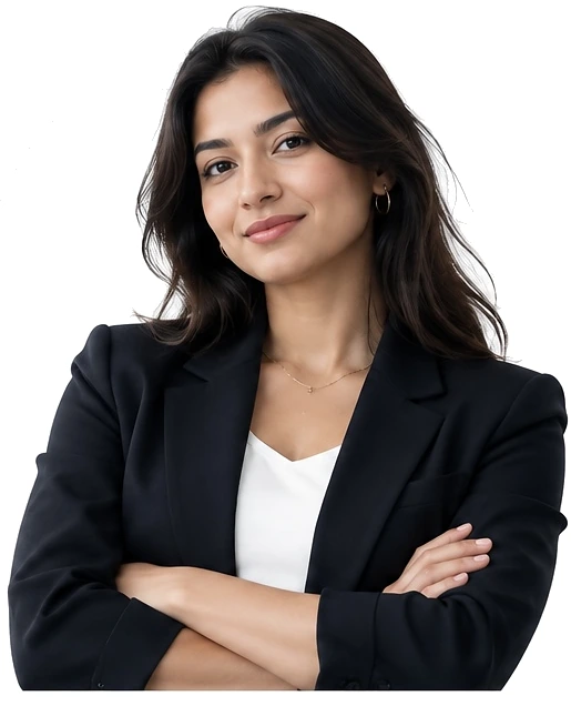 Confident professional in a black blazer with arms crossed